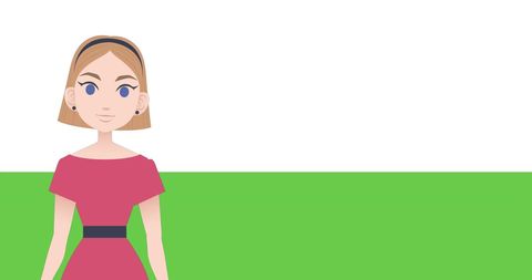 Businesswoman pictogram with green background and space for text
