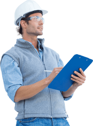 Transparent Engineer Holding Clipboard with Confident Expression - Download Free Stock Videos Pikwizard.com