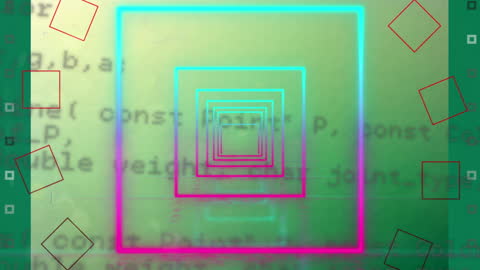 Abstract Digital Interface with Geometric Shapes and Code