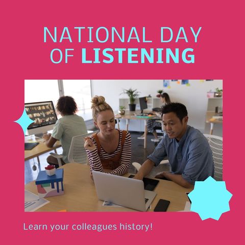 Celebrating National Day of Listening in a Collaborative Office Environment - Download Free Stock Templates Pikwizard.com