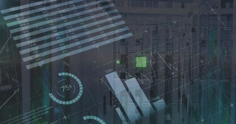 Futuristic Digital Interface with Data Servers and Graphs - Download Free Stock Images Pikwizard.com