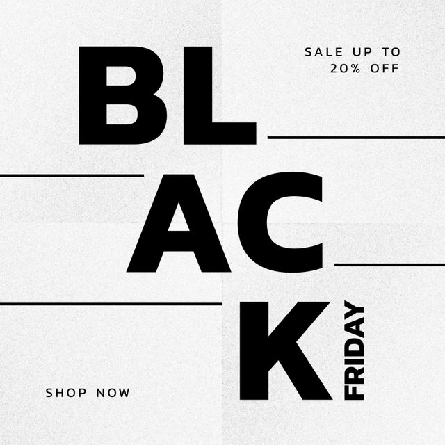 Perfect for retail and e-commerce businesses to promote Black Friday sales. Eye-catching minimalist design with bold text. Ideal for use in social media ads, digital newsletters, and in-store banners.
