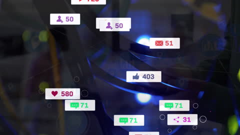 Digital Network Connections with Social Media Metrics Icons