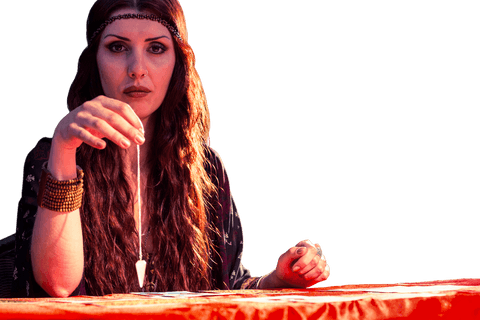 fortune teller using pendulum over red table transparent background - Download Free Stock Videos Pikwizard.com