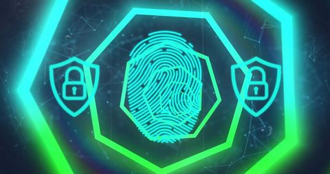 Futuristic Digital Security Fingerprint Interface