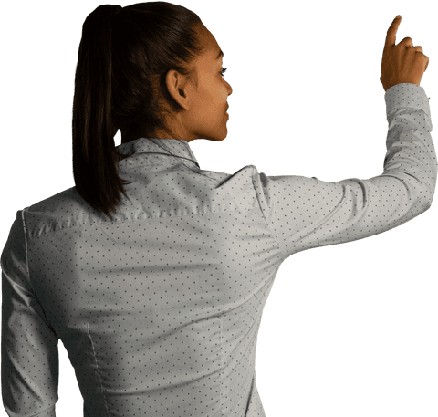 Rear View of Woman Touchscreen Interaction with Transparent Background - Download Free Stock Videos Pikwizard.com