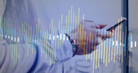 Business Trends Analytics with Smartphone Overlay Interface - Download Free Stock Images Pikwizard.com