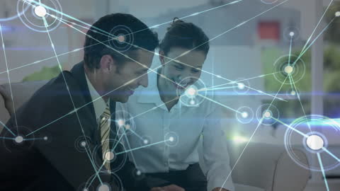 Business Professionals Collaborating with Network Connections