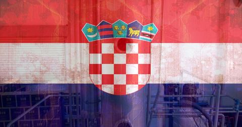 Croatian flag overlay on industrial factory setting