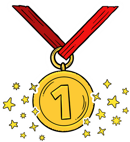 Gold Medal Cartoon Style Transparent Background for Achievement