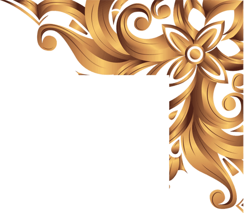 Golden Curved Ornaments with Transparent Background