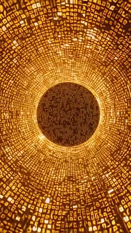 Tilting Phone Capturing Rotating Perforated Mosaic Dome Revealing Dark Core