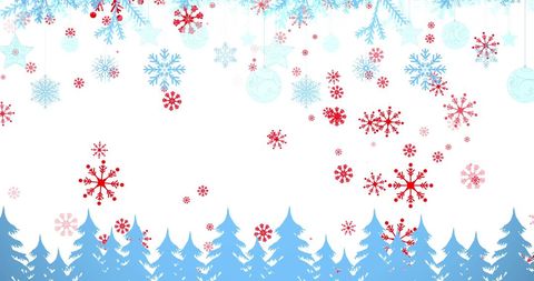 Festive Snowflakes Falling Over Christmas Trees - Download Free Stock Images Pikwizard.com