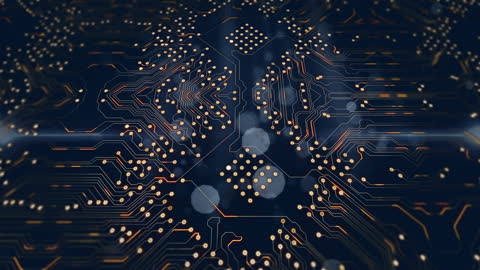 Futuristic Circuit with Golden Connections and Nodes