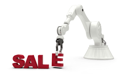 Robotic Arm Adjusting Red Sale Text on Transparent Background - Download Free Stock Videos Pikwizard.com