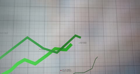 Rising Green Line Graph on Neutral Grid Background