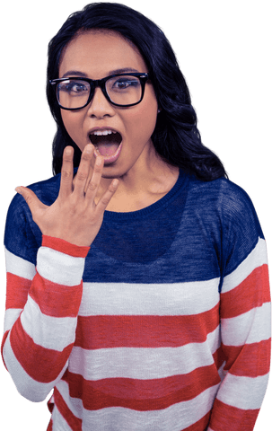transparent portrait of surprised asian woman wearing glasses - Download Free Stock Videos Pikwizard.com