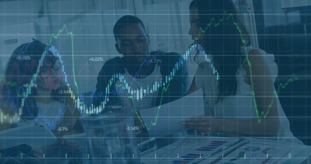 Business Team Analyzing Stock Market Data with Graph Overlay - Download Free Stock Images Pikwizard.com