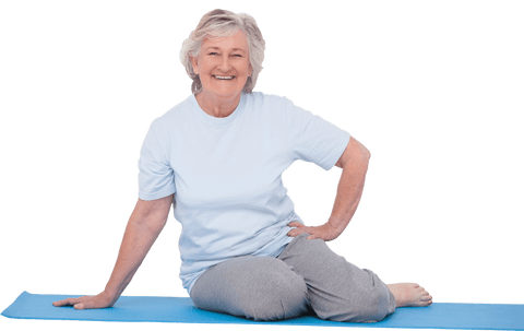 senior woman smiling on transparent exercise mat engaging in fitness routine - Download Free Stock Videos Pikwizard.com