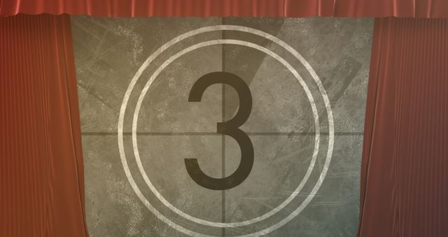 Classic Film Countdown Timer Behind Red Stage Curtain - Download Free Stock Images Pikwizard.com