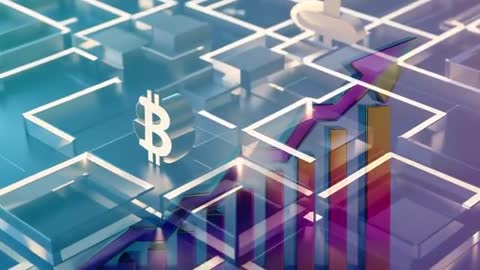 Bitcoin Symbol with Rising Graph and Gold Bars on Digital Network Grid