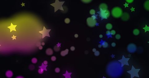 Colorful Star Bokeh on Black Background