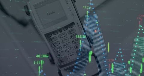 Digital Payment Terminal over Financial Graph Interface - Download Free Stock Images Pikwizard.com
