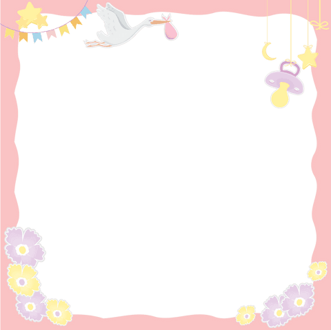 Pastel Baby-Themed Frame with Transparent Center and Decorations - Download Free Stock Videos Pikwizard.com