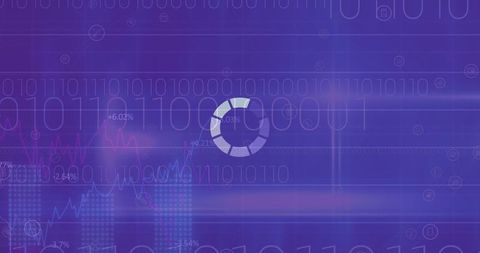 Binary Code and Loading Icon on Purple Digital Interface - Download Free Stock Images Pikwizard.com