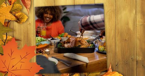 Autumn Thanksgiving Feast with Diverse Family Celebrating