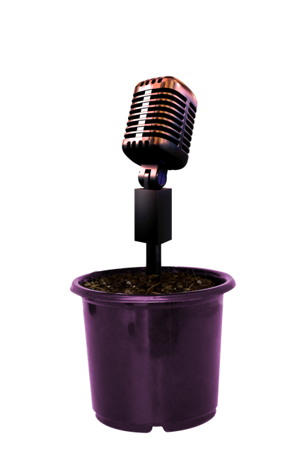 Retro Microphone in Flower Pot Transparent Background Creative Design - Download Free Stock Videos Pikwizard.com