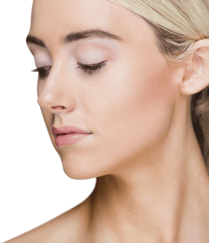 Transparent Close-Up Portrait of Elegant Woman in Studio Lighting