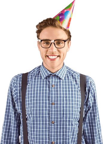 Geeky Hipster Celebrating Birthday in Transparent Style - Download Free Stock Videos Pikwizard.com