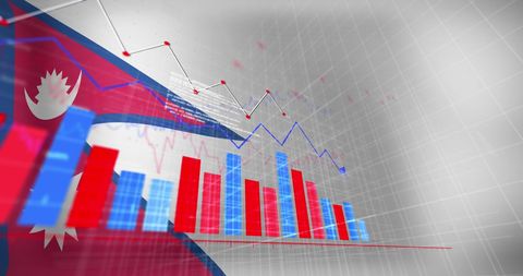 Economic Data Analysis Overlaid on Nepali Flag - Download Free Stock Images Pikwizard.com