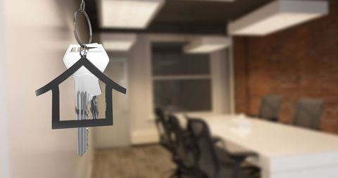 Keys Hanging in Modern Conference Room for Real Estate Concept - Download Free Stock Images Pikwizard.com