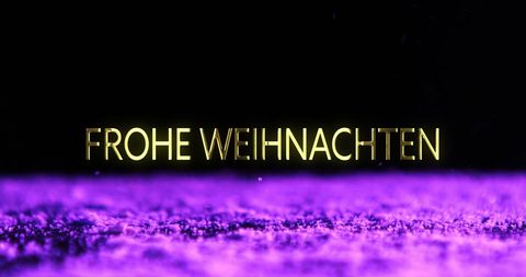 Festive 'Frohe Weihnachten' Over Purple Glitter