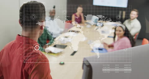 Global Financial Data Analysis in Modern Office Meeting