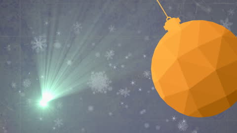 Festive Animation of Snow with Christmas Bauble