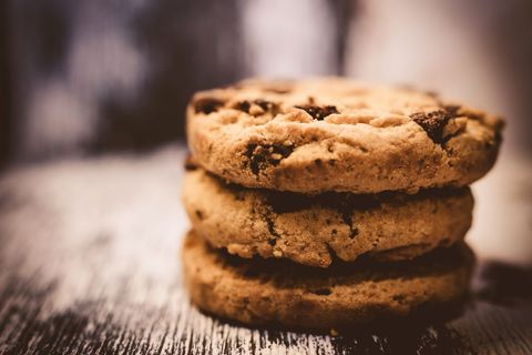 Homemade Chocolate Chip Cookies on Rustic Wooden Table