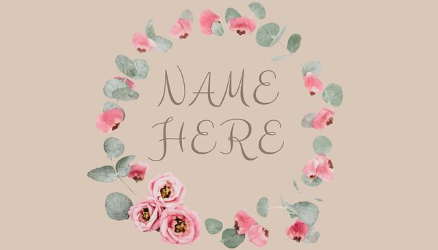 This elegant floral wreath design is perfect for adding a touch of romance to wedding invitations, personalized stationery, or greeting cards. The delicate balance of pink flowers and green foliage against a soft background makes it ideal for spring or summer occasions. Use it for save-the-date announcements, bridal shower invites, or custom thank-you notes, adding a personal name or message in the provided space.