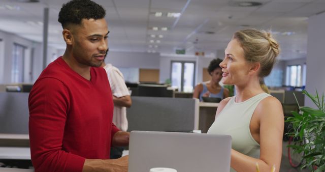 Casual Conversation Between Coworkers in Modern Office - Download Free Stock Images Pikwizard.com