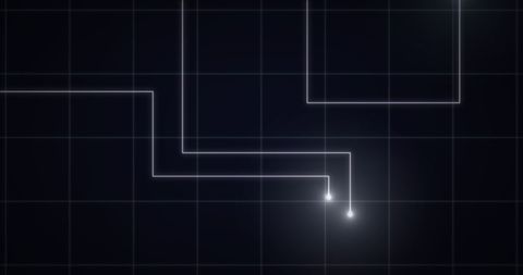 Glowing Digital Interface Grid on Starry Background