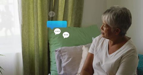 Senior Woman Comfortable at Home Engaged in Digital Communication