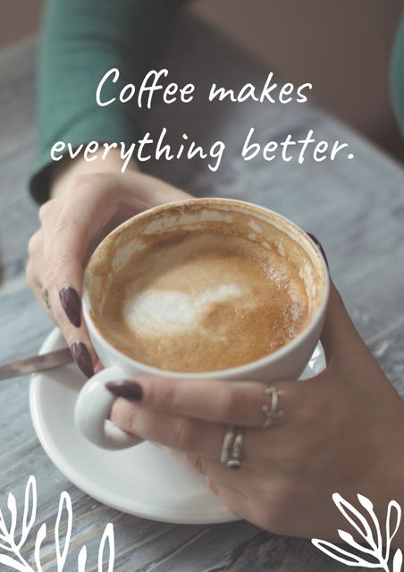 Caucasian Woman Holding Coffee Cup with Positive Message - Download Free Stock Templates Pikwizard.com