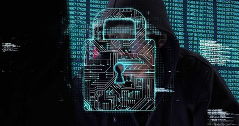 Hacker Operating Behind Cyber Lock with Binary Code - Download Free Stock Images Pikwizard.com