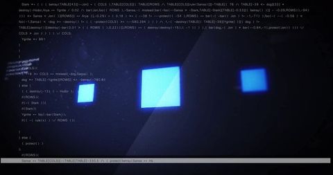 Abstract digital loading screen with blue illuminated interface