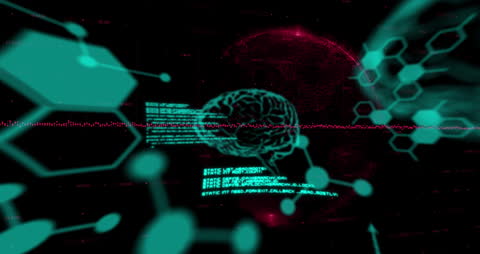 Digital Brain Processing Node with Vibrant Data Streams