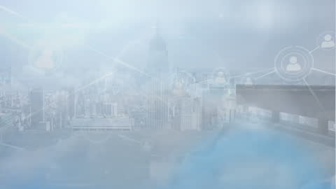 Cityscape Blended with Digital Networking Concept