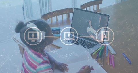 African American Girl Engaged in Virtual Learning - Download Free Stock Images Pikwizard.com