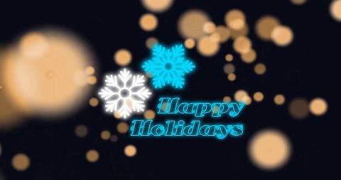 Festive Happy Holidays with Snowflakes and Bokeh Lights